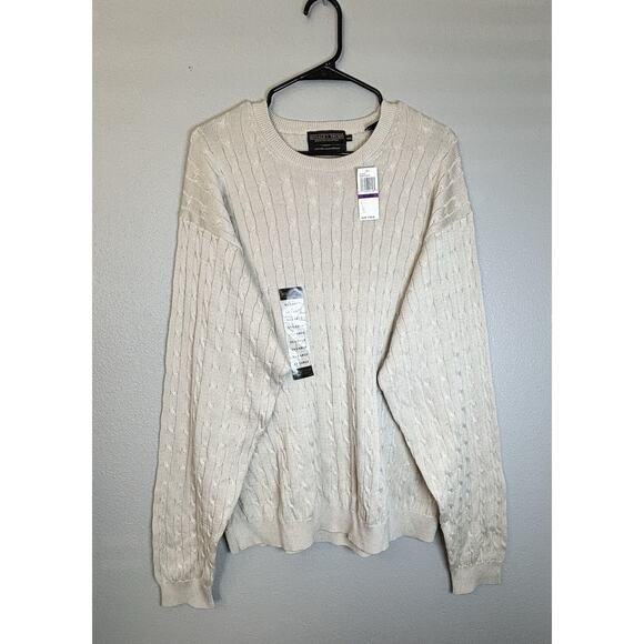 Donald J Trump Signature Collection Mens Sz XXL Cable Knit Vest Beige Mercerized - Picture 1 of 9